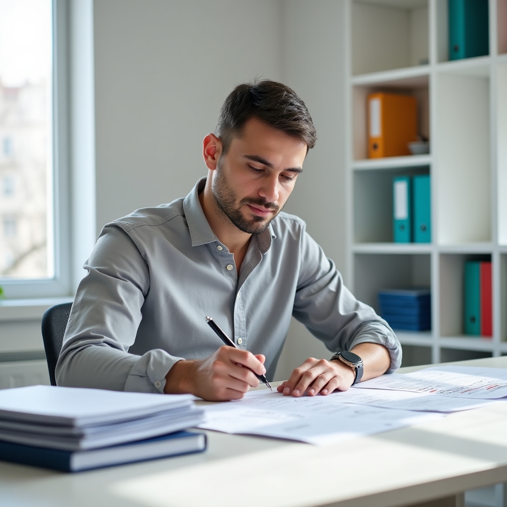 Специалист проводит аудит документов компании